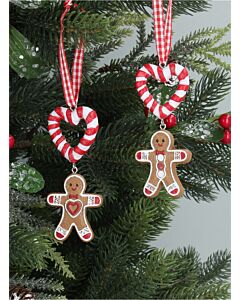 Gisela Graham Gingerbread Man/Candy Cane x2